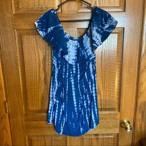 Tie dye dress blue XL off the shoulder